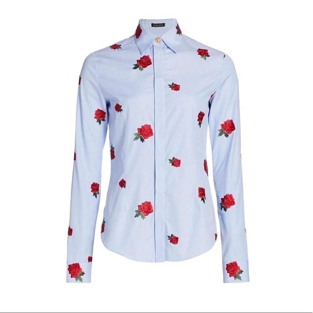 Versace rose-embroidered shirt - Picture 5 of 13